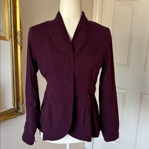 Eileen Fisher Burgundy Blazer with Stand-Up Collar